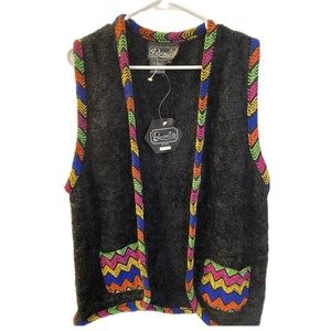 Rochelle California black vest with primary accents, size large.  New with tags.